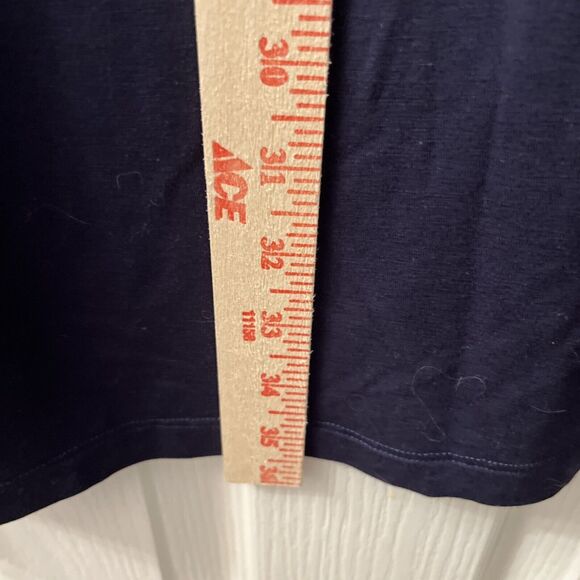 EILEEN FISHER Dress Medium Navy Blue Split Cold Shoulder Short Sleeve Boat Neck - Picture 9 of 9